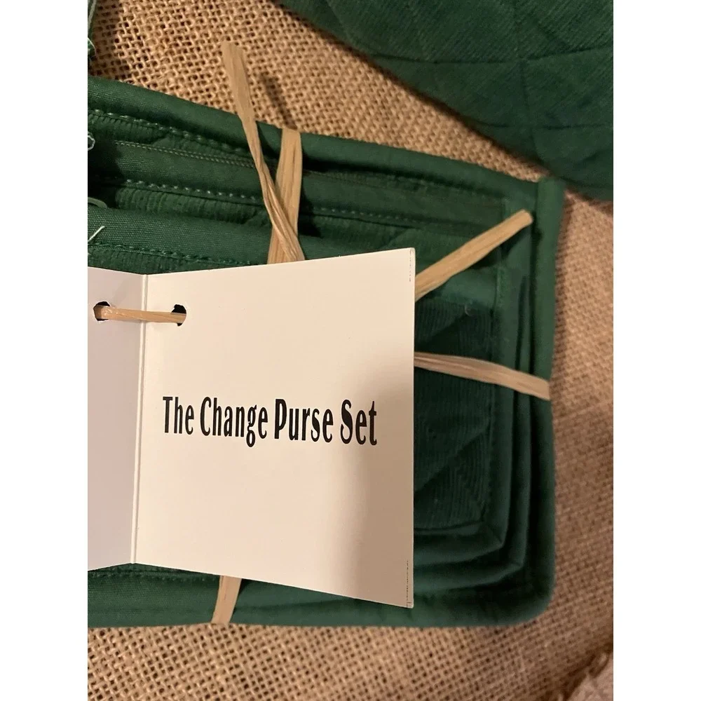 Pomegranate Inc. KY Cosmetic Makeup Bag Set Green Corduroy NWT Zip Preppy Gift